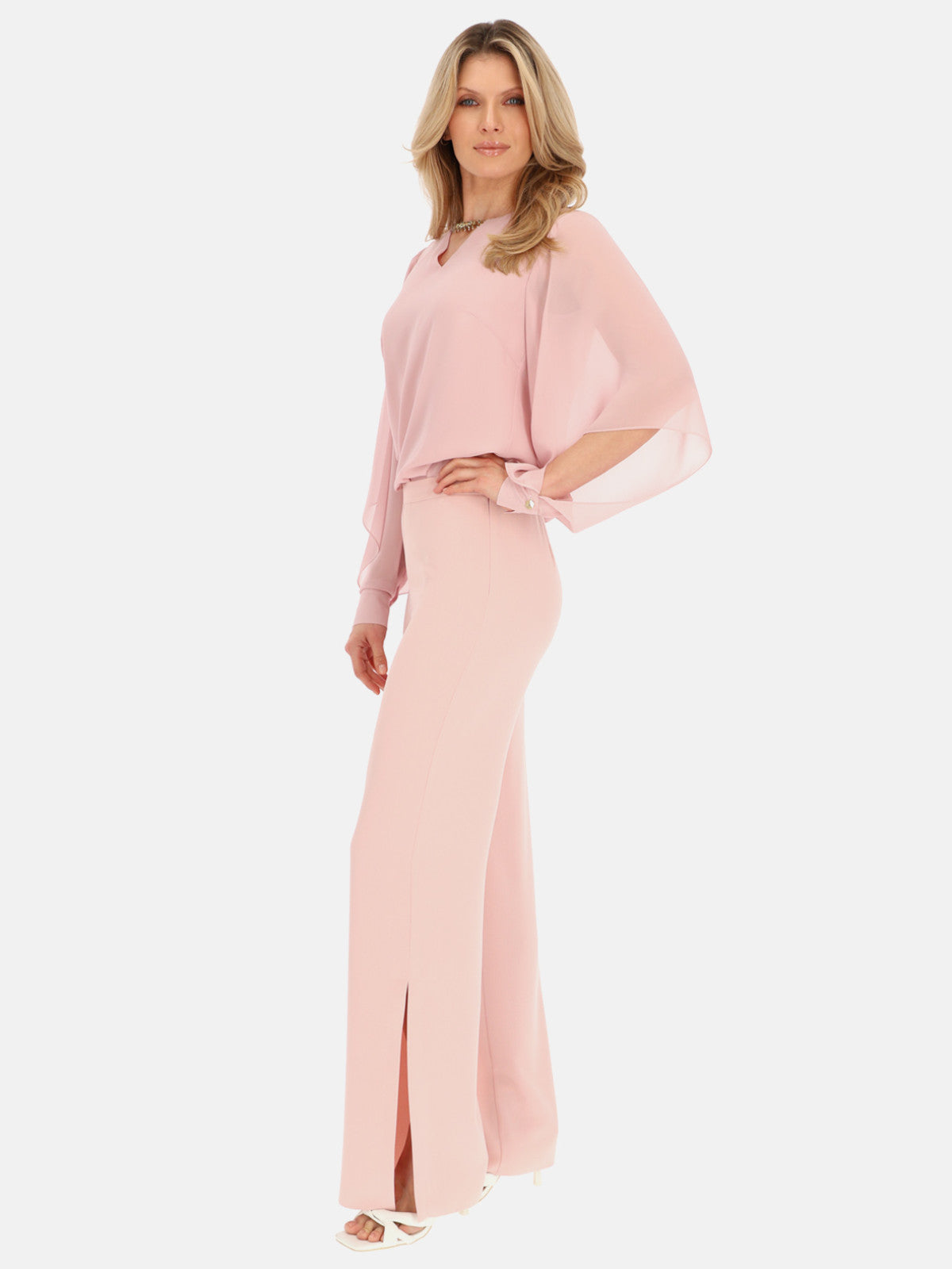 Eleganckie pudrowo różowe spodnie damskie Potis & Verso Arina