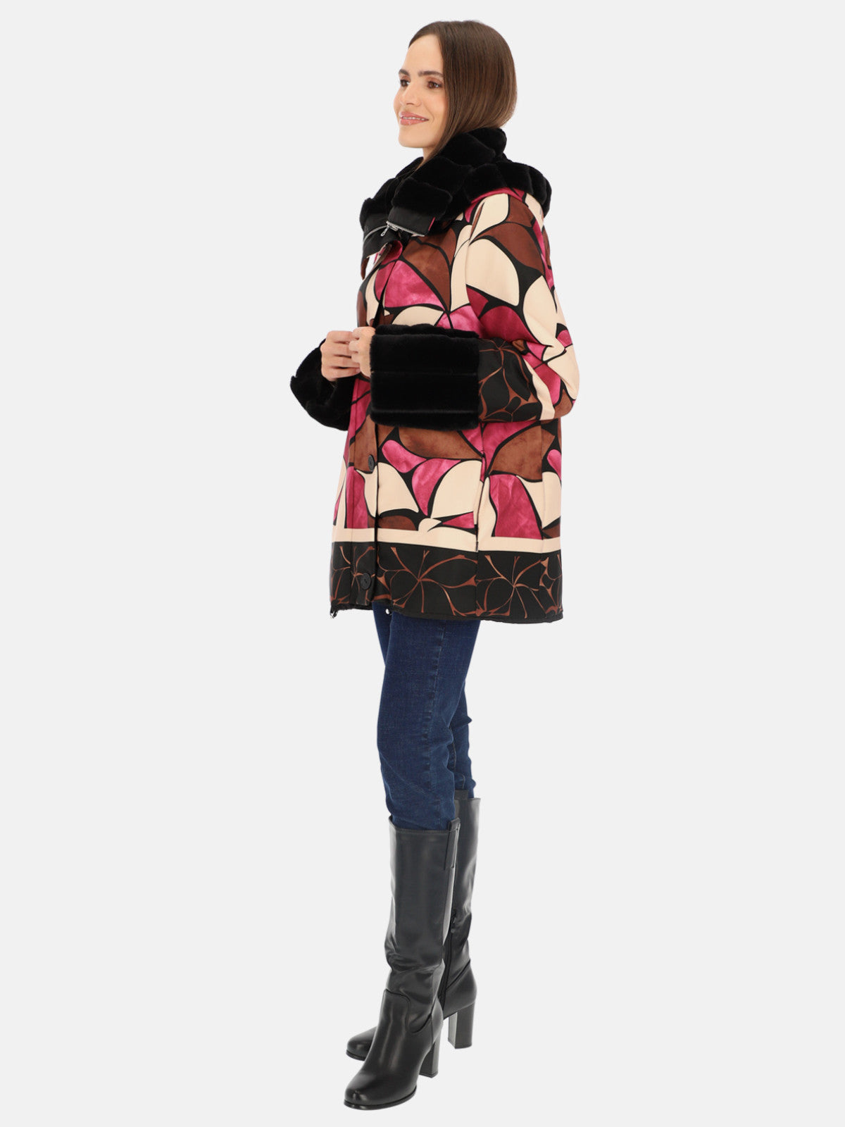 Dwustronna kurtka futerko z kapturem Tinta Imala