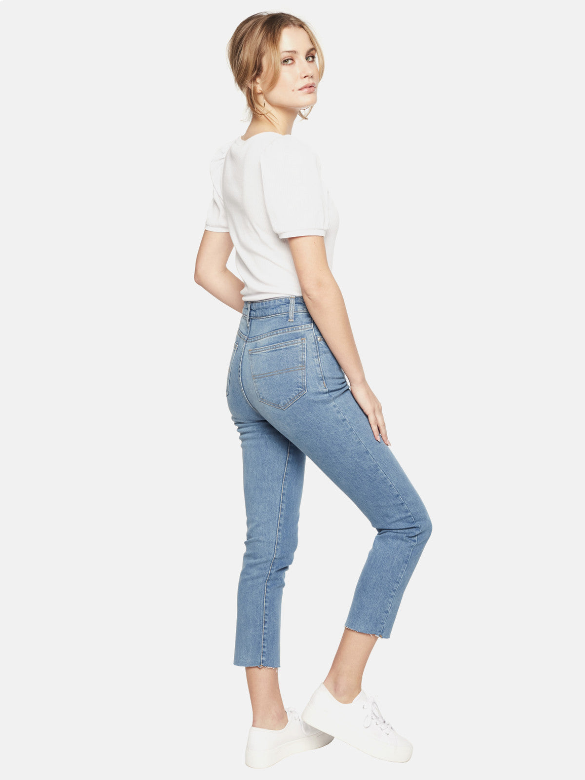 Damskie jeansy mom fit z surowym wykończeniem nogawek L'AF Taga