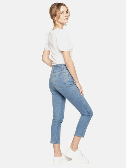 Damskie jeansy mom fit z surowym wykończeniem nogawek L'AF Taga