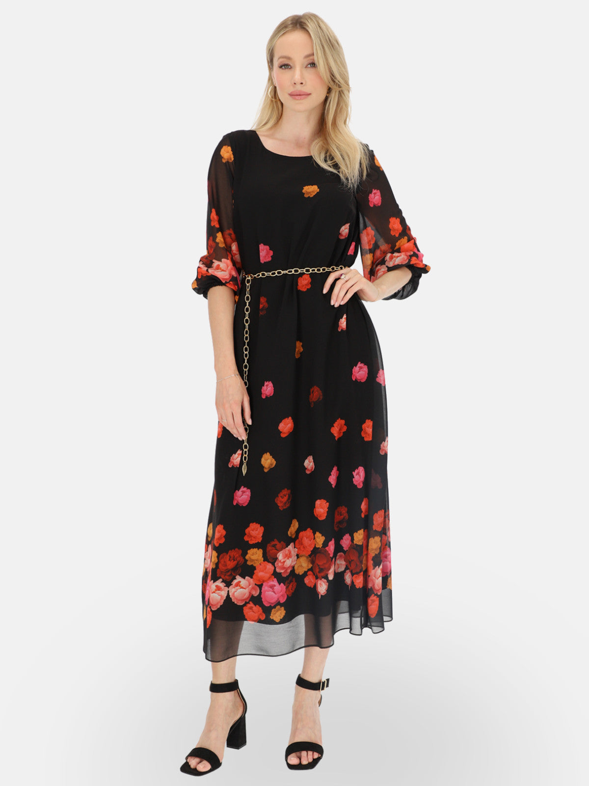 Czarna zwiewna sukienka maxi w kwiaty L'AF Pabla