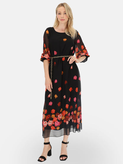Czarna zwiewna sukienka maxi w kwiaty L'AF Pabla