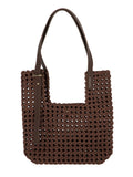 Letnia brązowa pleciona torebka shopper ze sznurka Cosima