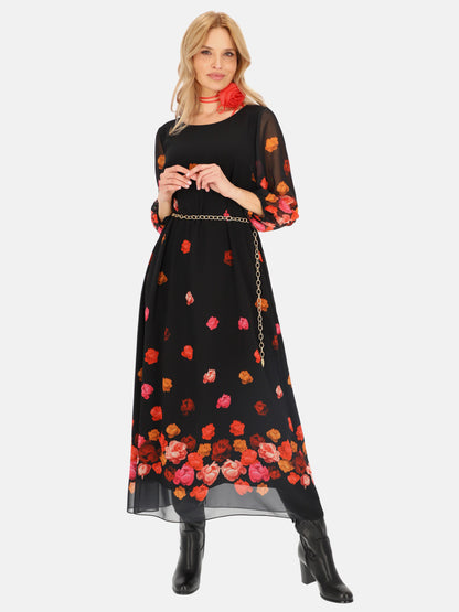 Czarna zwiewna sukienka maxi w kwiaty L'AF Pabla