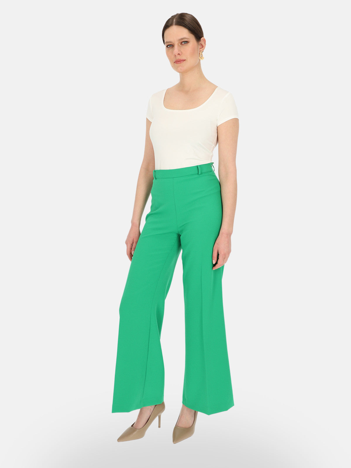 Zielone spodnie typu Wide Leg Eye For Fashion