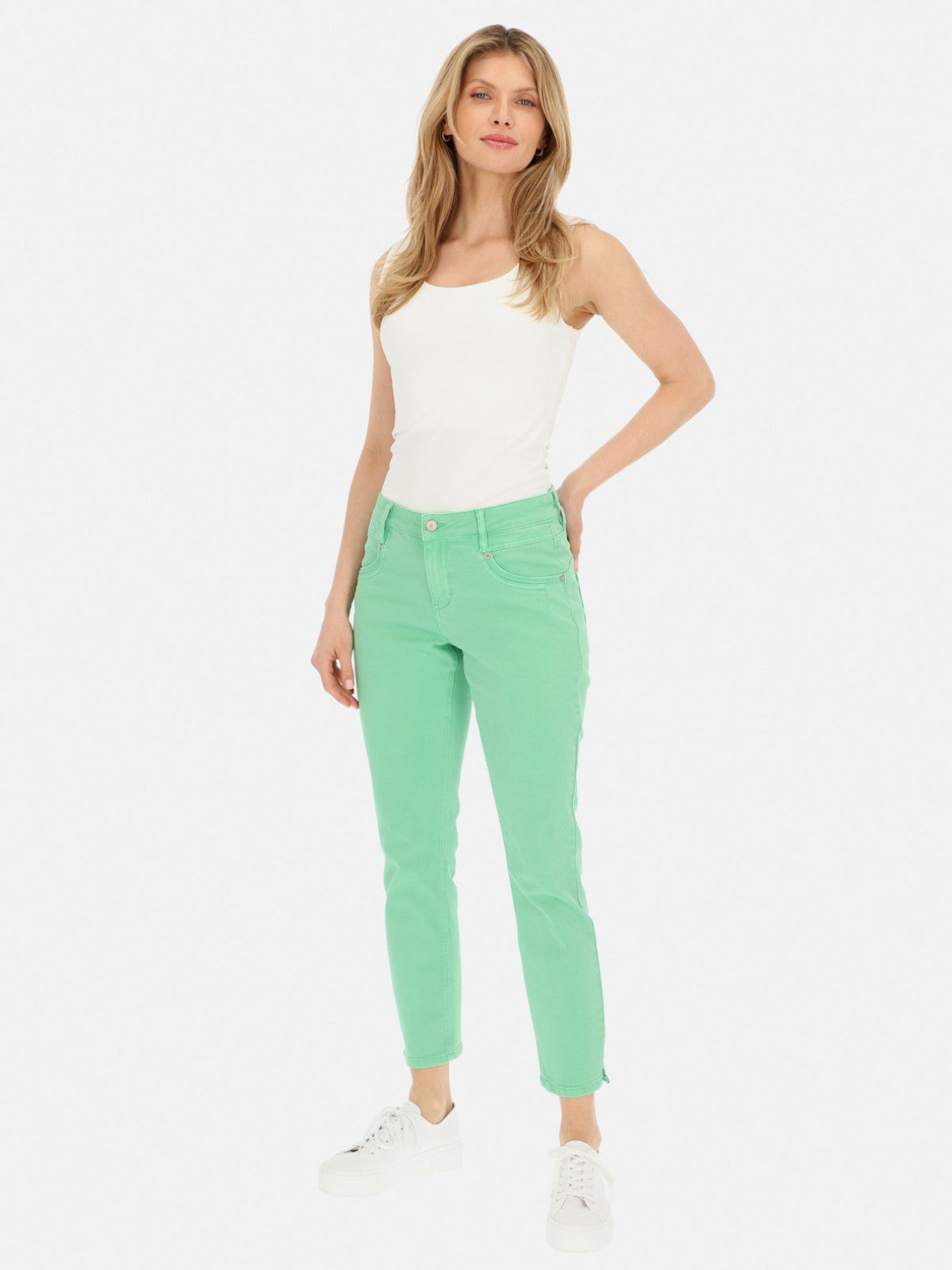 Zielone letnie jeansy damskie z rozporkami Red Button Sissy