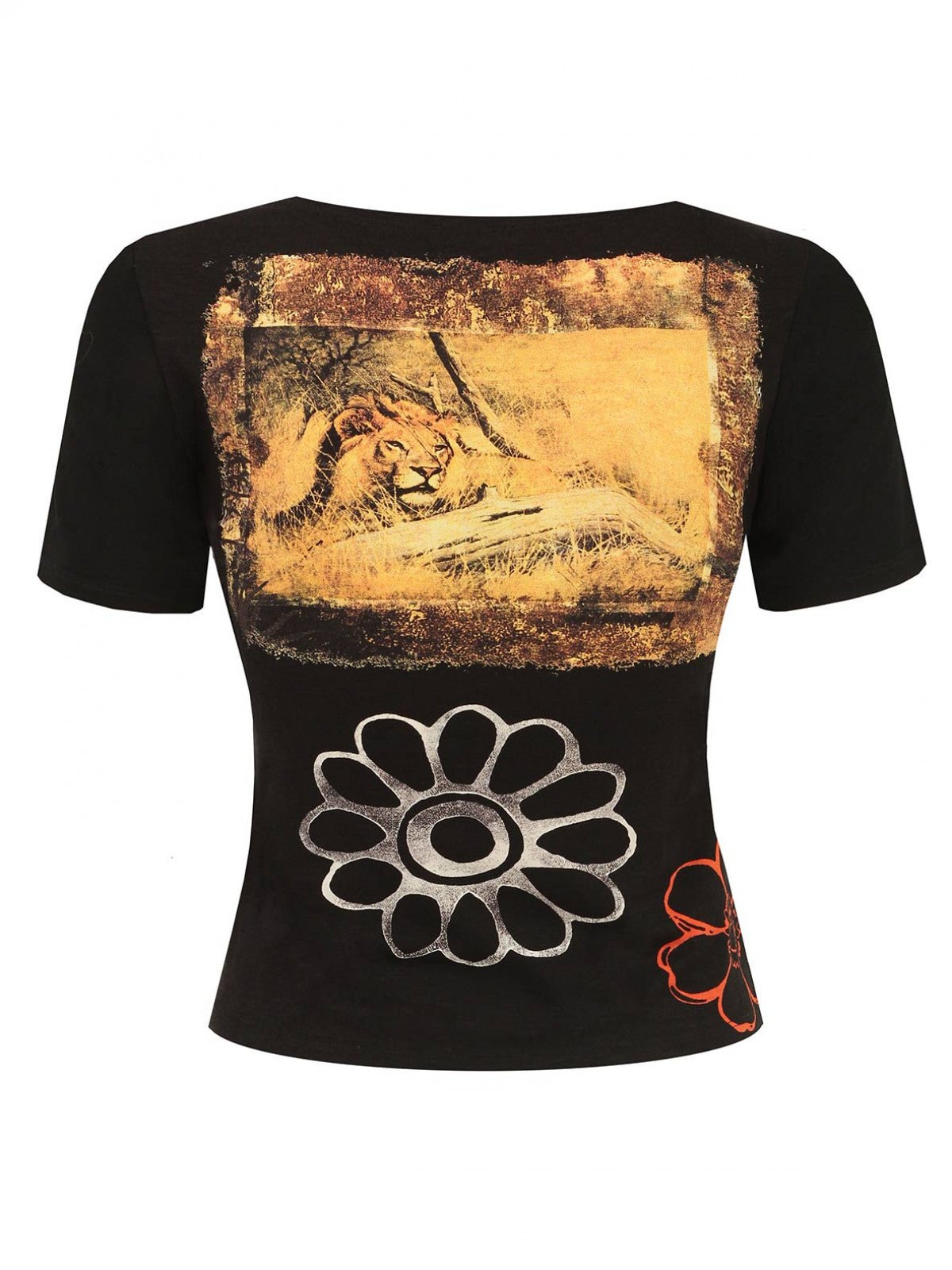 T-shirt z motywem kwiatu i lwa Potis & Verso Noemi
