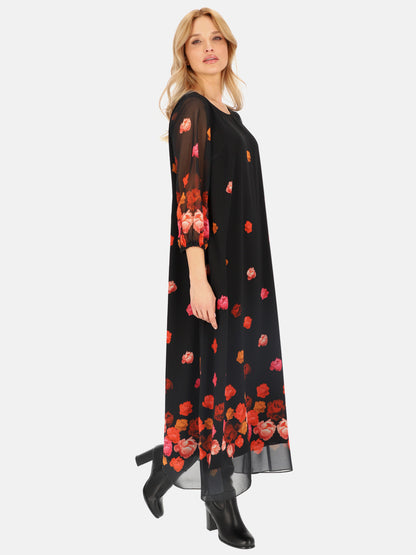 Czarna zwiewna sukienka maxi w kwiaty L'AF Pabla