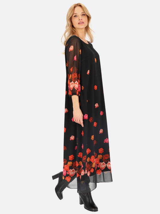 Czarna zwiewna sukienka maxi w kwiaty L'AF Pabla