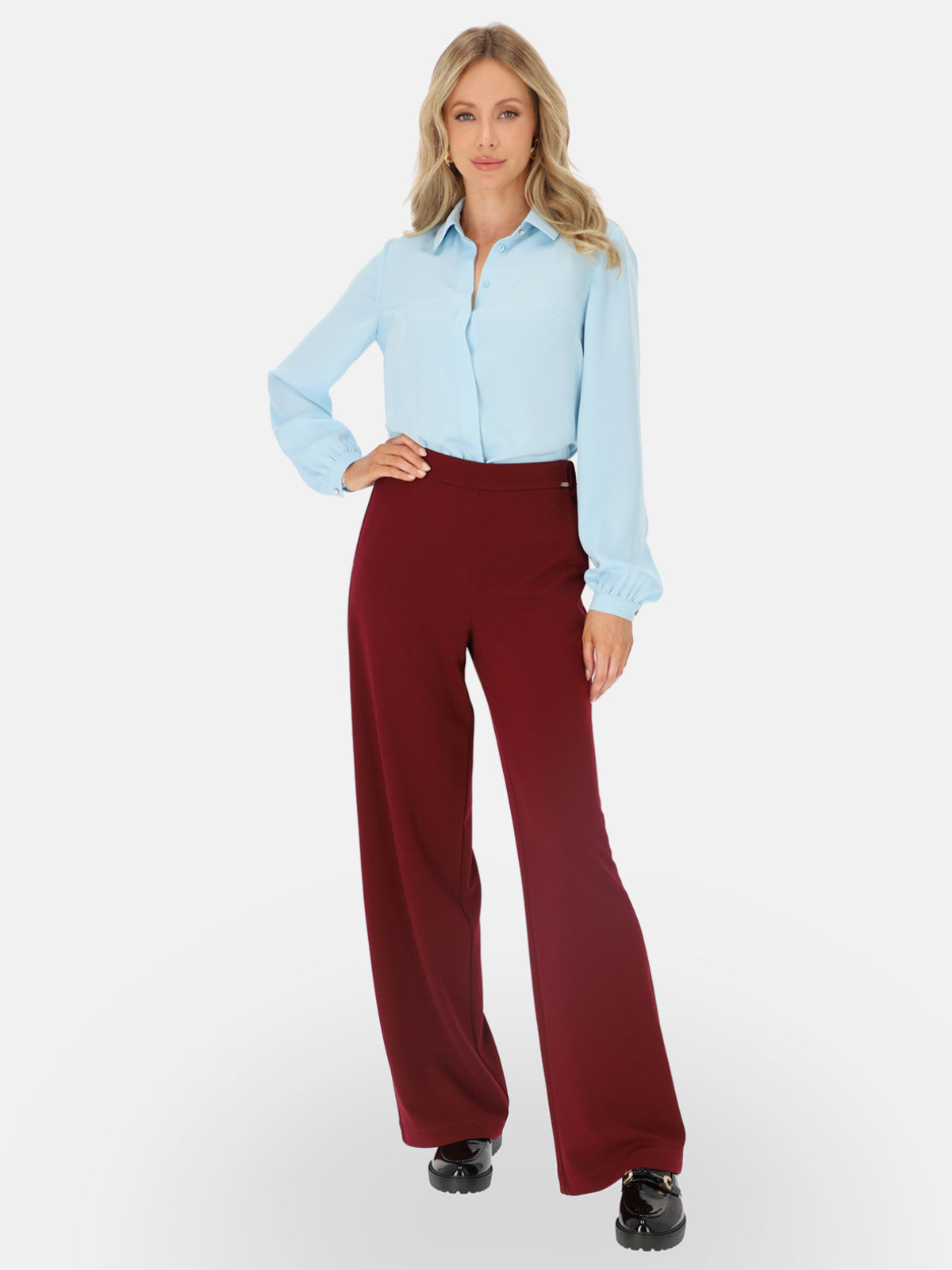 Bordowe spodnie damskie wide-leg L’AF Lorin