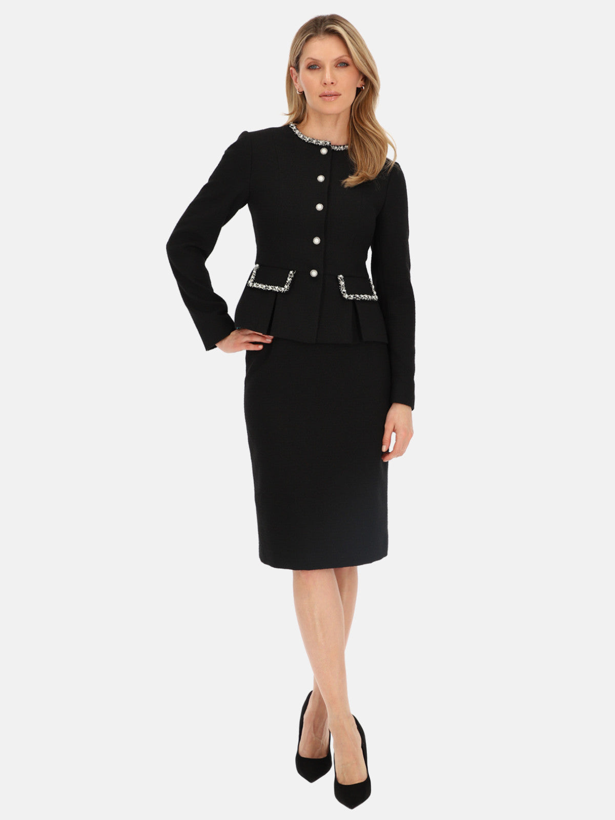 Taliowana czarna marynarka damska L'AF Kori