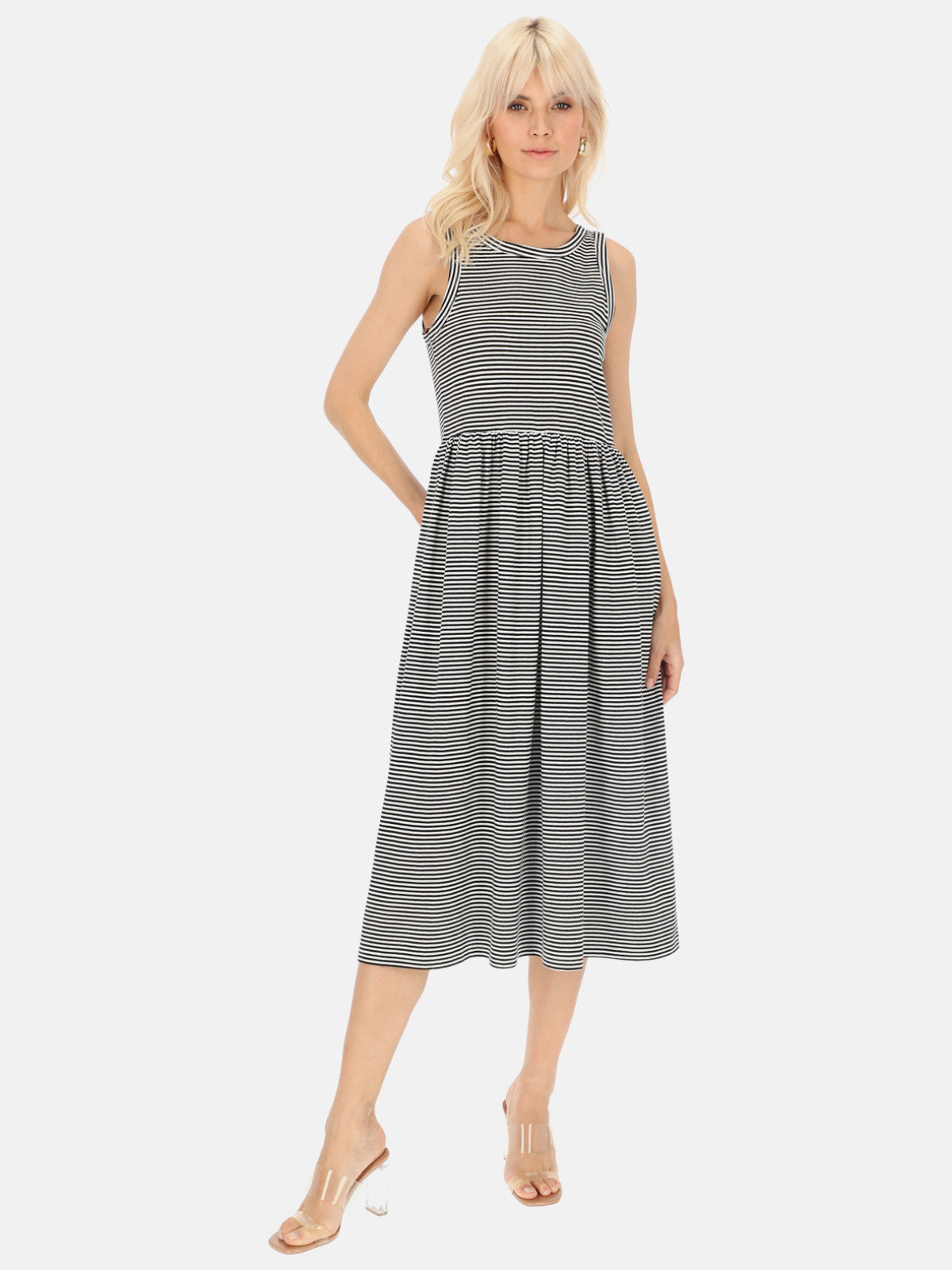 Sukienka midi w paski czarno-białe Eye For Fashion Ida