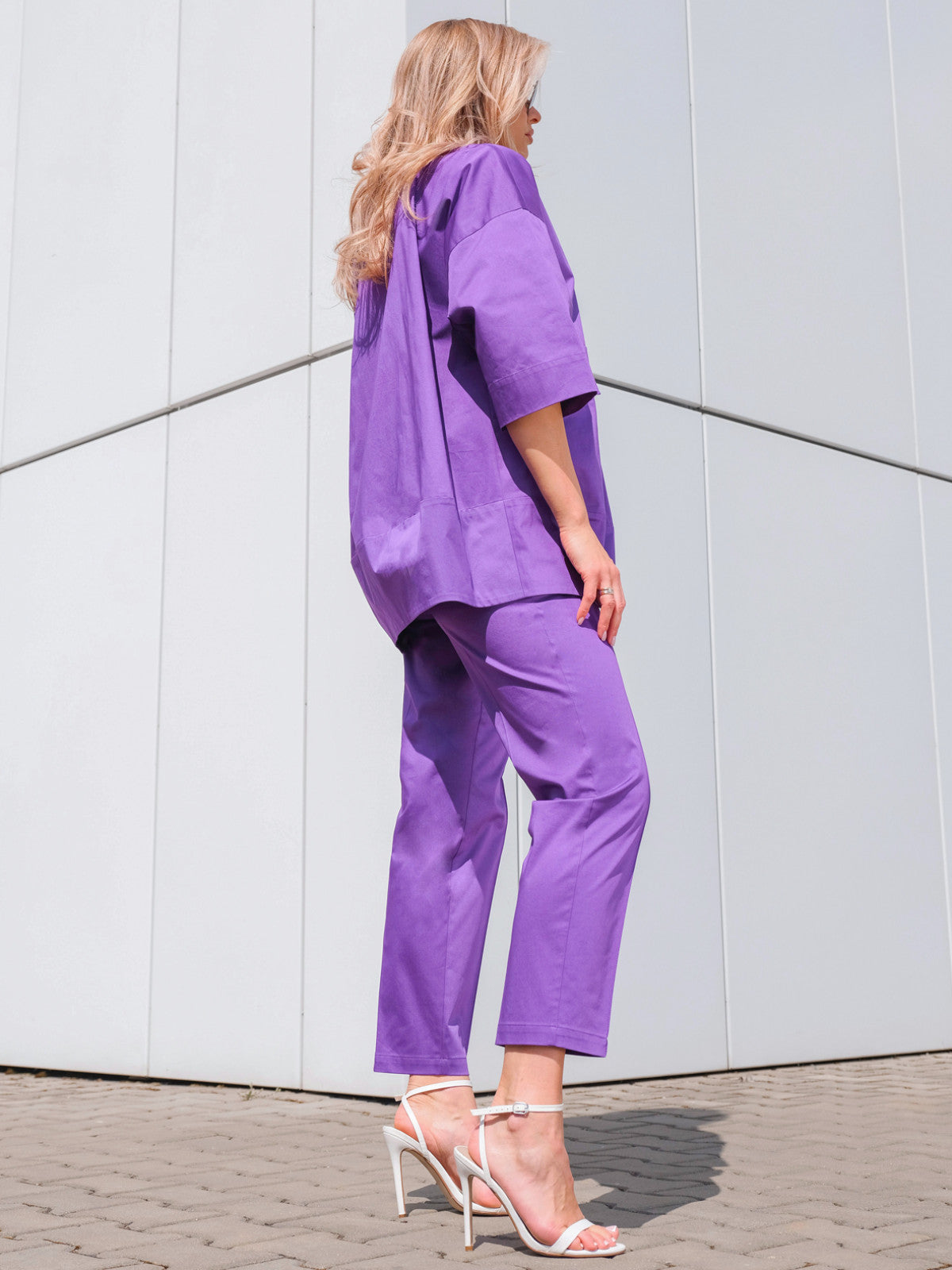 Marynarka oversize fioletowa damska EyeForFashion