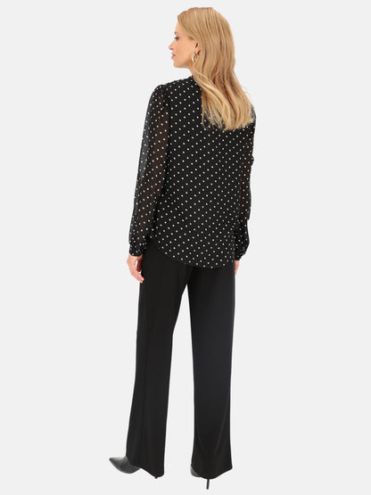 Czarna bluzka w białe groszki z szarfą L'AF Silva