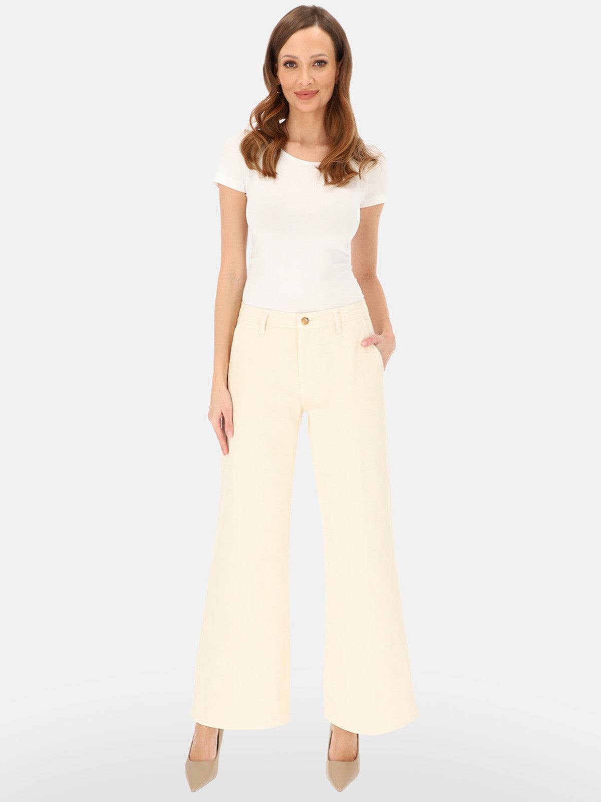 Bawełniane białe jeansy wide leg L’AF Kamea