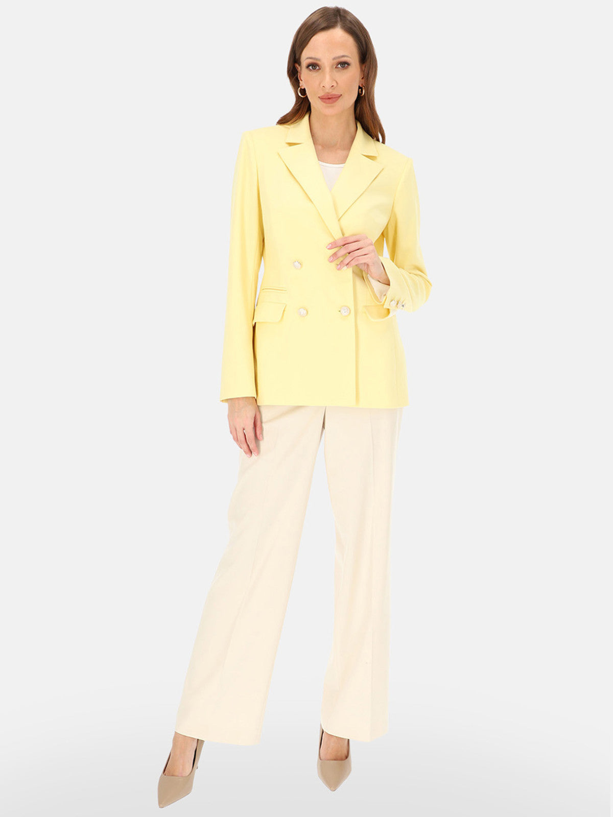 Elegancka żółta marynarka z ozdobnymi guzikami L'AF Iris