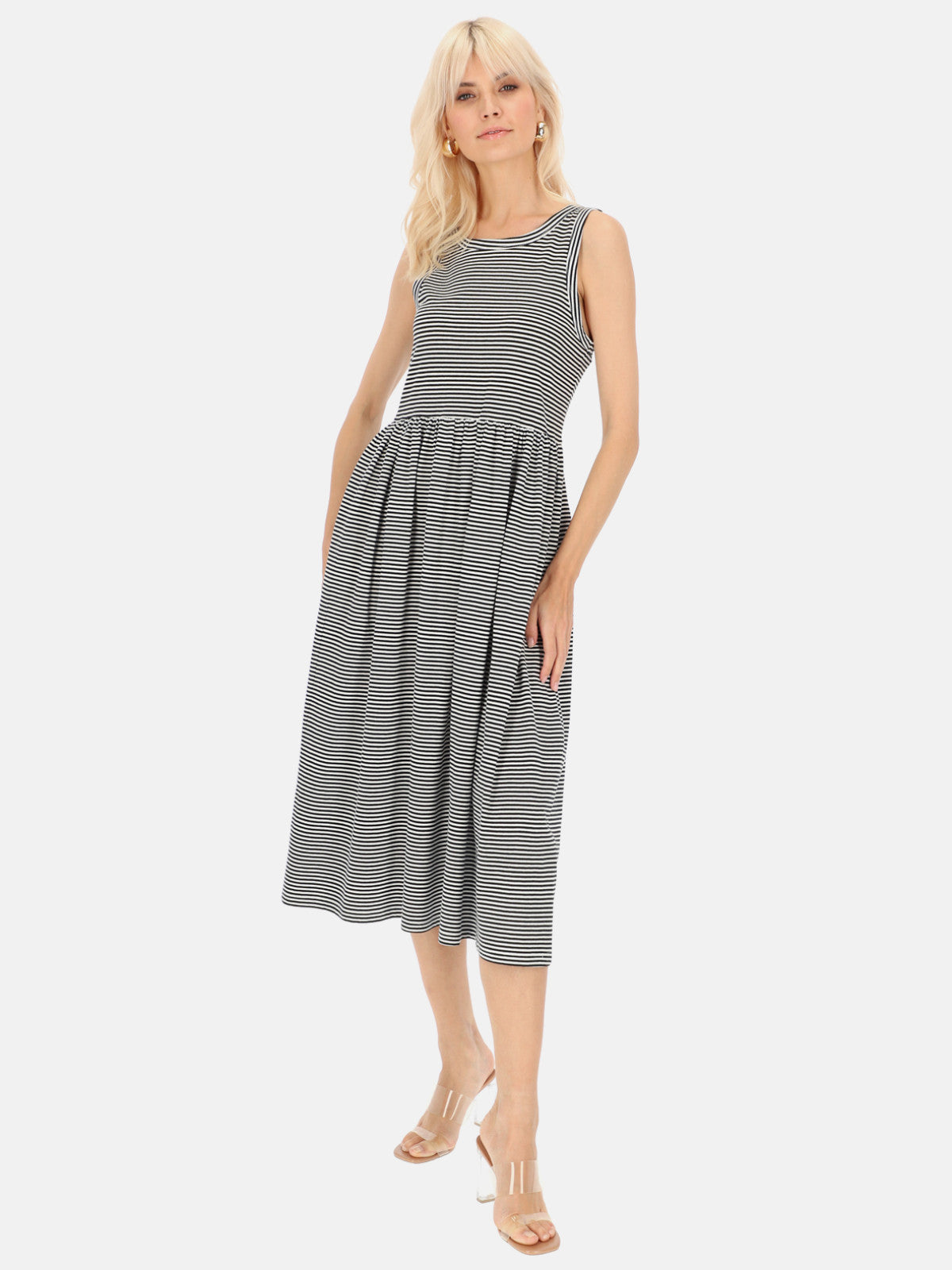 Sukienka midi w paski czarno-białe Eye For Fashion Ida