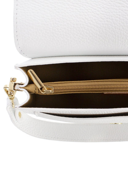 Elegancka torebka damska biała crossbody z klapą L’AF