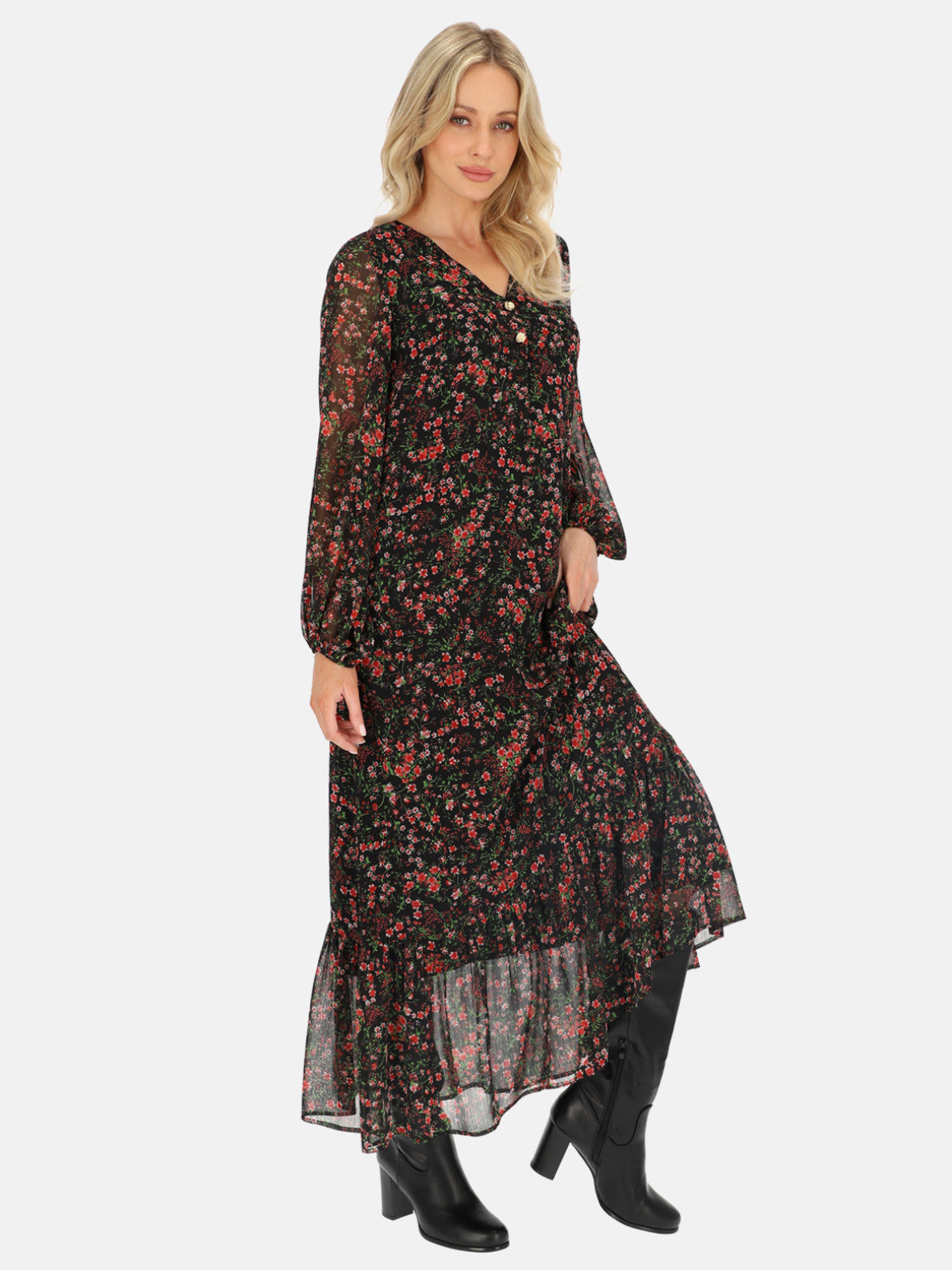 Zwiewna sukienka maxi w kwiaty L'AF Fera