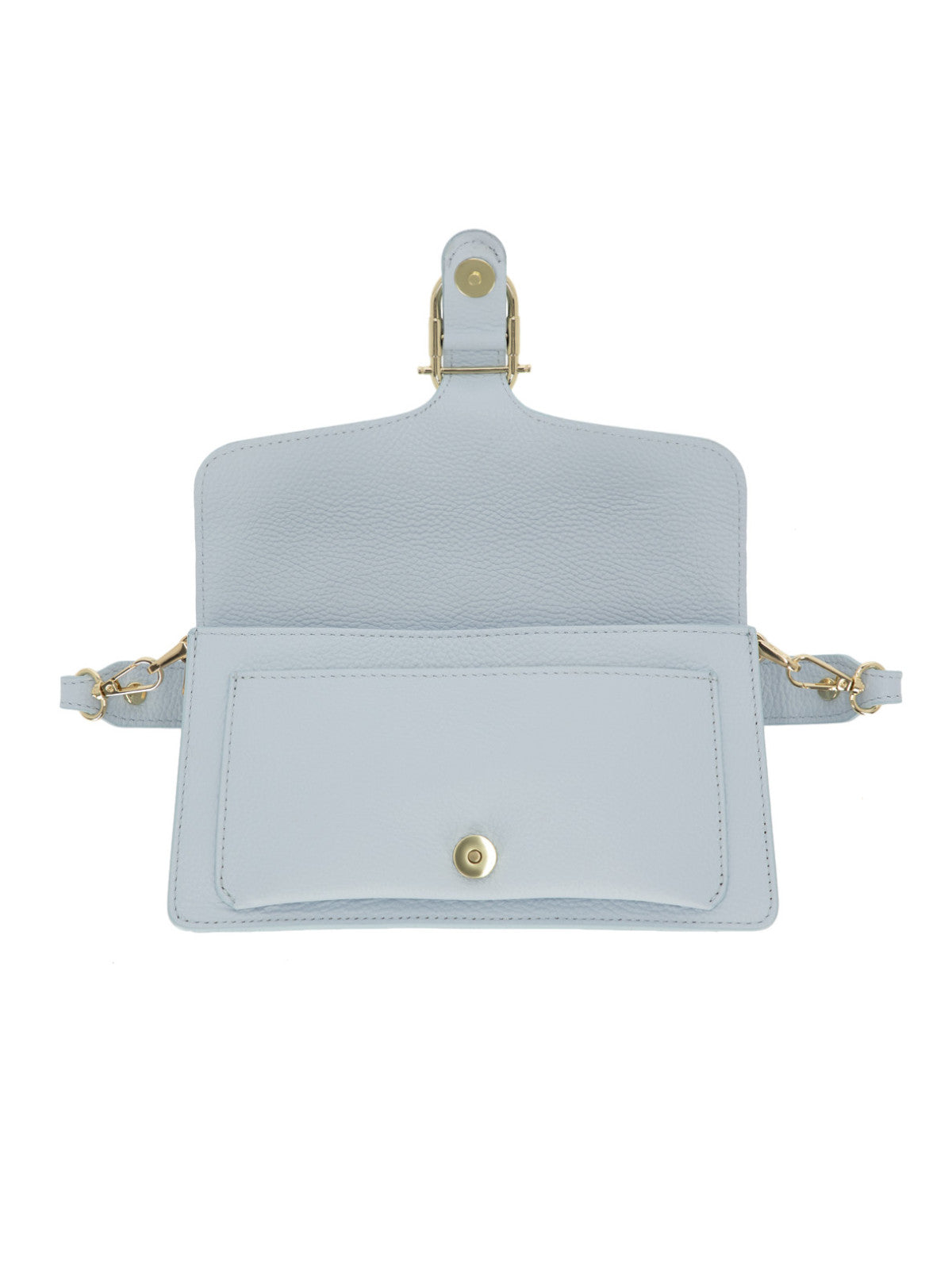 Elegancka torebka damska błękitna crossbody z klapą L’AF