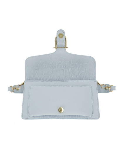 Elegancka torebka damska błękitna crossbody z klapą L’AF