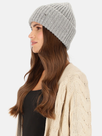 Szara czapka damska prążkowana typu beanie L'AF Mohana