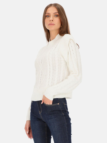 Miękki sweter z falbanką na ramionach Eye For Fashion Karola
