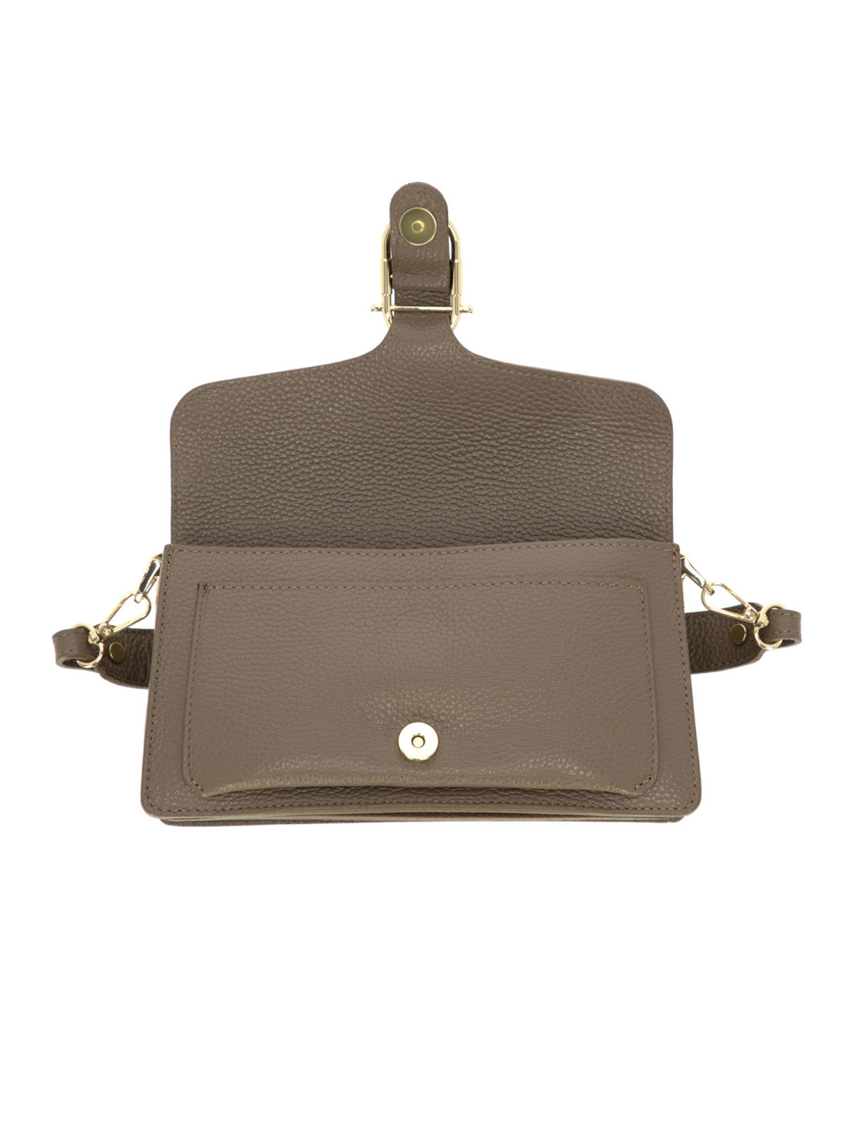 Elegancka torebka damska brązowa crossbody z klapą L’AF