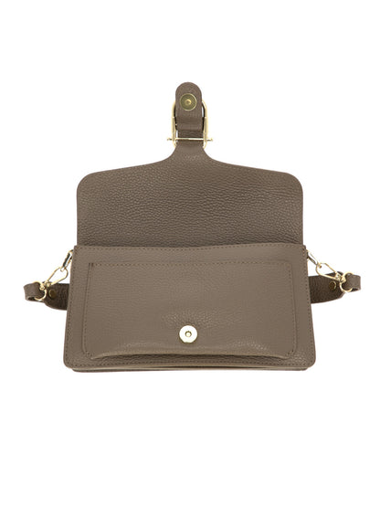 Elegancka torebka damska brązowa crossbody z klapą L’AF