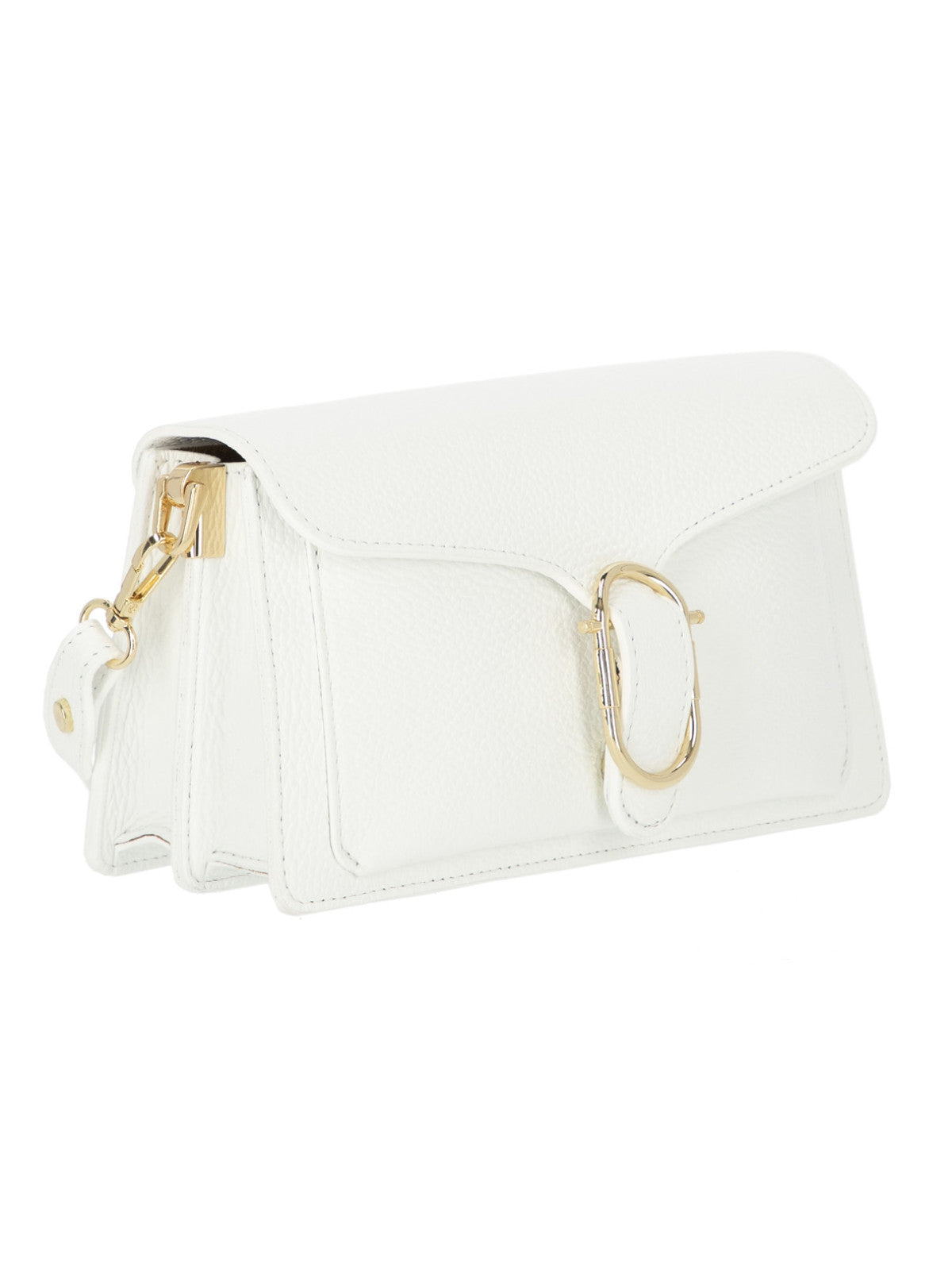 Elegancka torebka damska biała crossbody z klapą L’AF