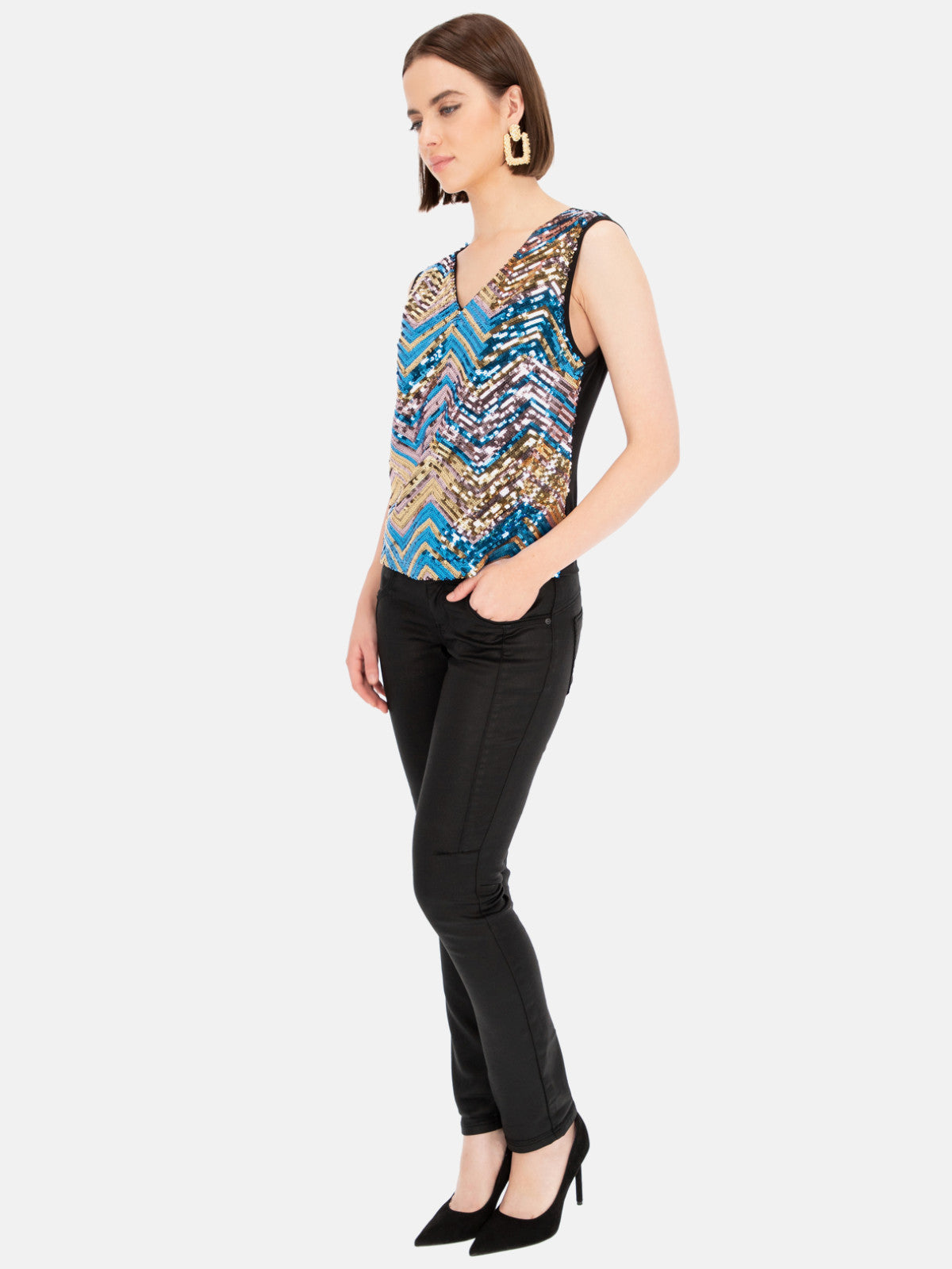 Top damski z cekinowym przodem L’AF Flesh