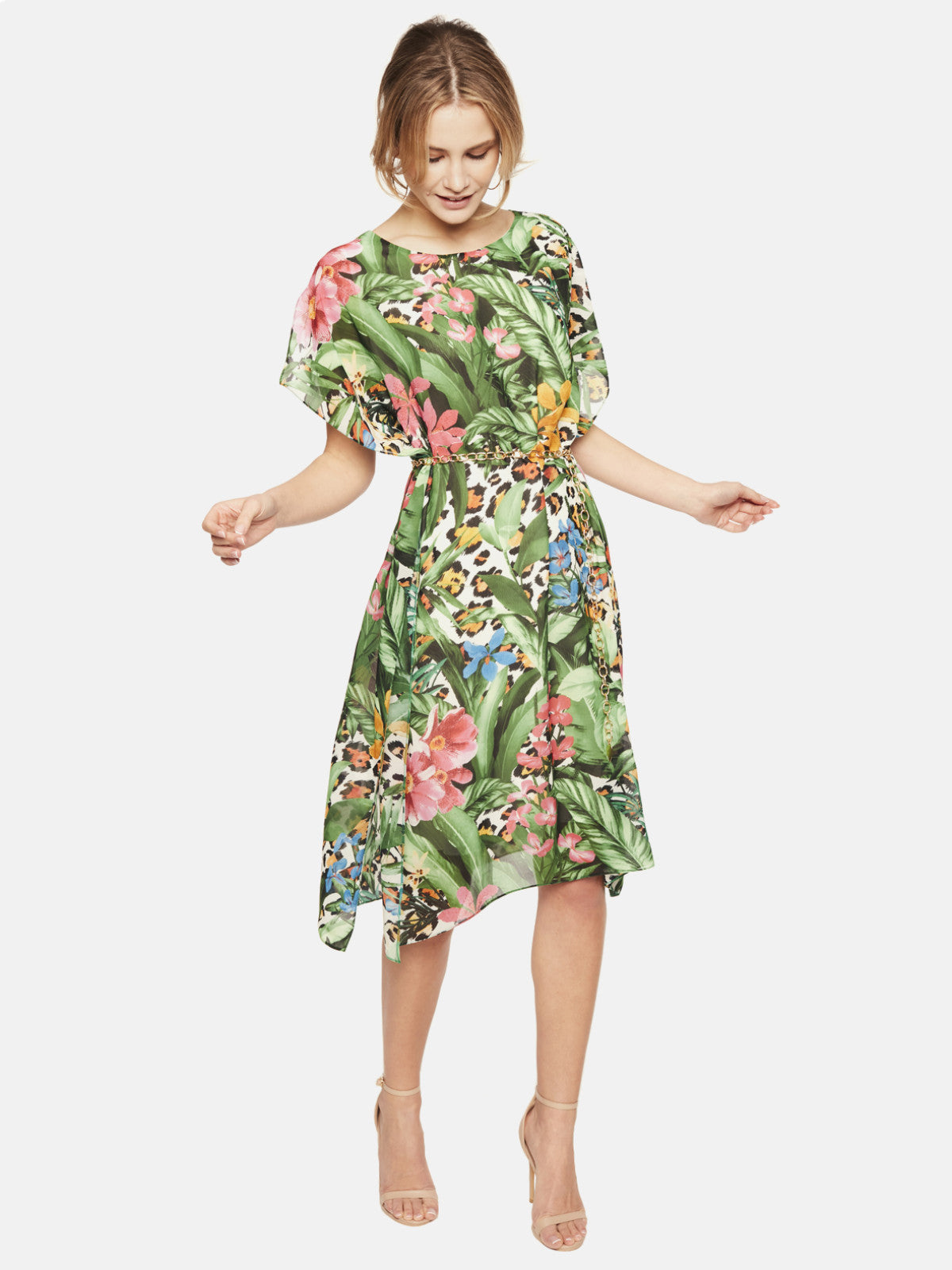 Sukienka oversize w tropikalne kwiaty L'AF Odella