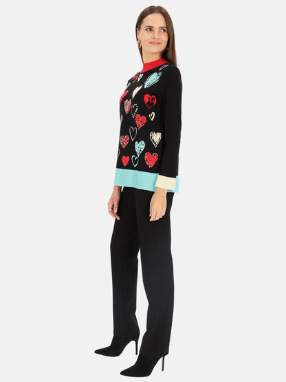 Sweter damski w kolorowe serca Tinta Eira