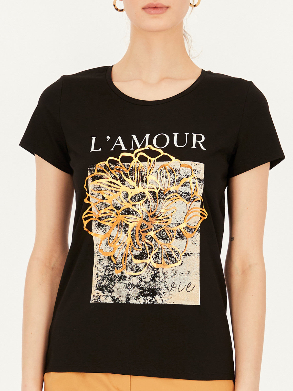 Dzianinowy t-shirt z nadrukiem L'AF Lola