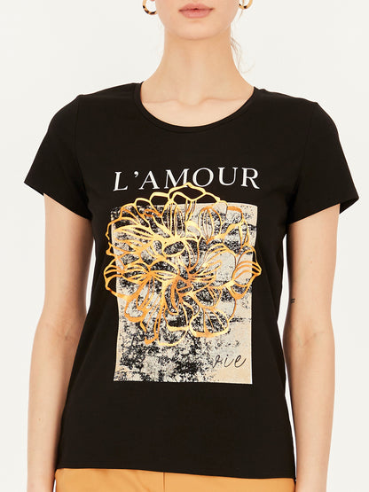 Dzianinowy t-shirt z nadrukiem L'AF Lola