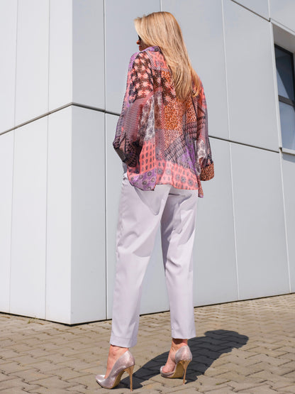 Koszula damska z transparentnej tkaniny w patchworkowy print EyeForFashion