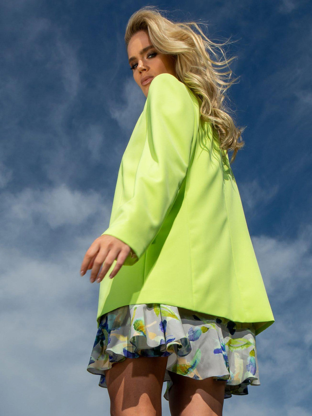 Marynarka damska limonka oversize EyeForFashion