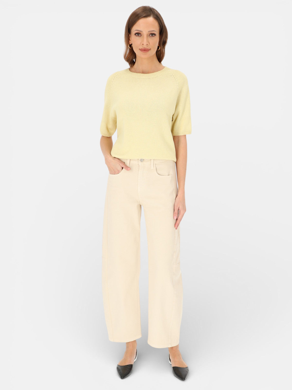Kremowe jeansy damskie slouchy L’AF Mario
