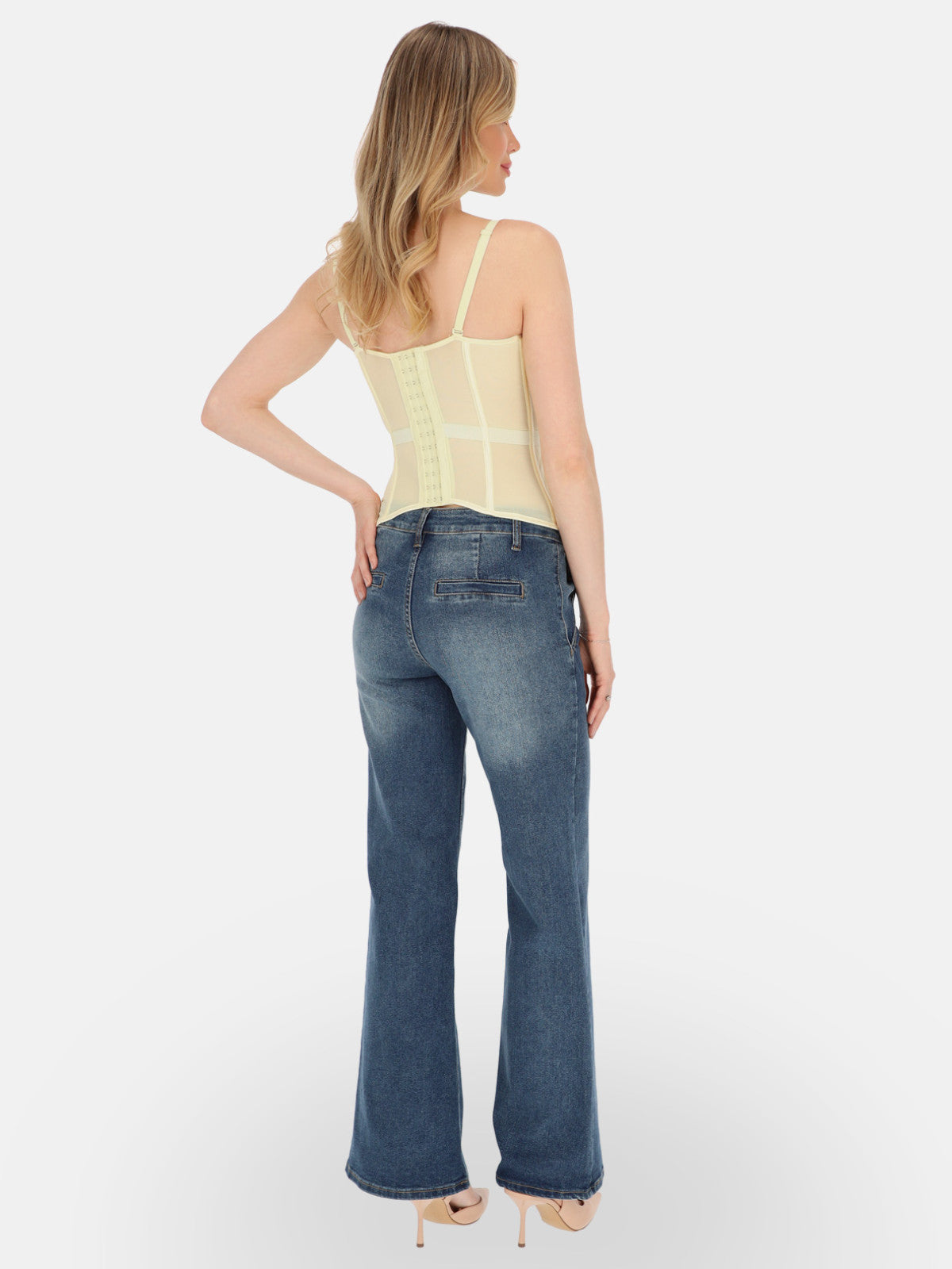 Słoneczny żółty dopasowany gorset top bustier na lato Bruna