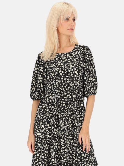 Czarno-biała sukienka w kwiaty w stylu boho Eye For Fashion Loli