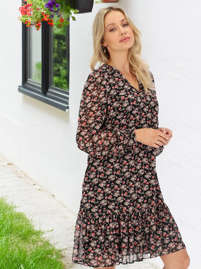 Romantyczna sukienka midi w kwiaty z falbanką L’AF Darsi