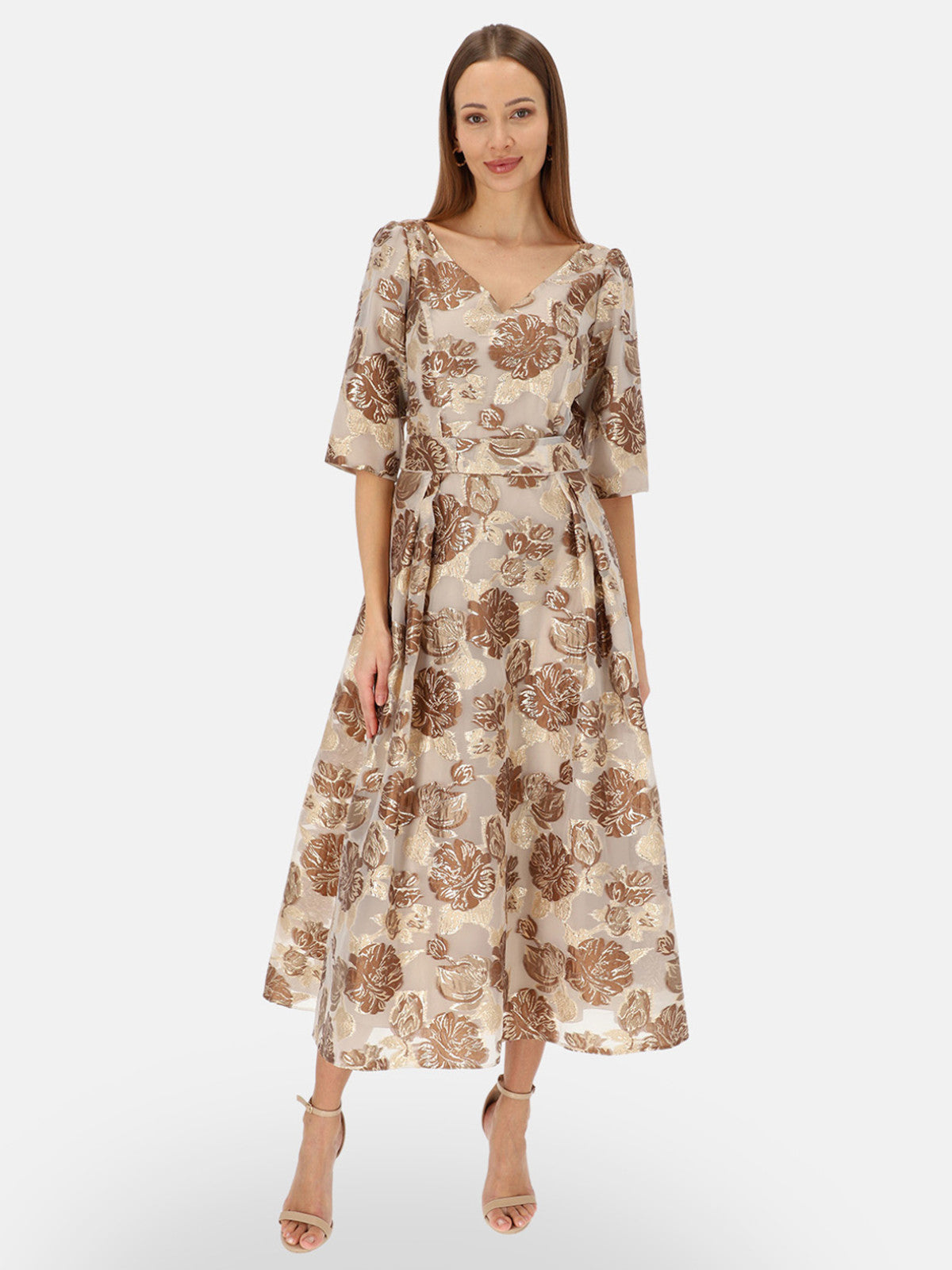 Elegancka sukienka midi w kwiaty L'AF Bet
