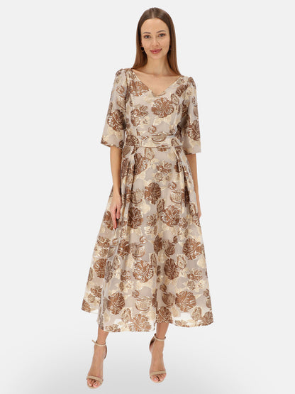 Elegancka sukienka midi w kwiaty L'AF Bet
