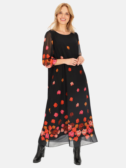 Czarna zwiewna sukienka maxi w kwiaty L'AF Pabla