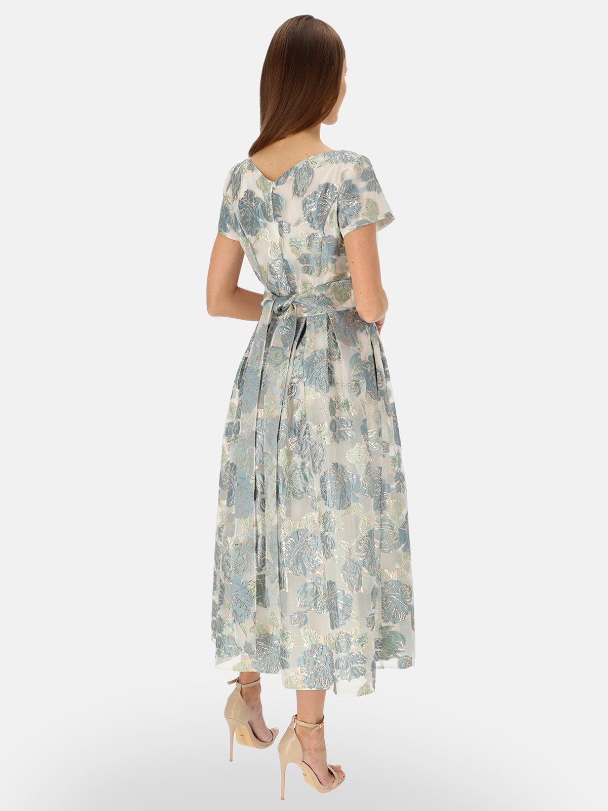 Elegancka miętowa sukienka midi L'AF Gween