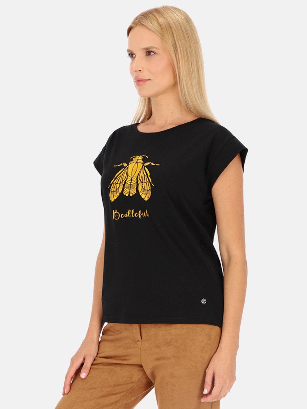 Czarny t-shirt z motywem owada Smashed Lemon 24690