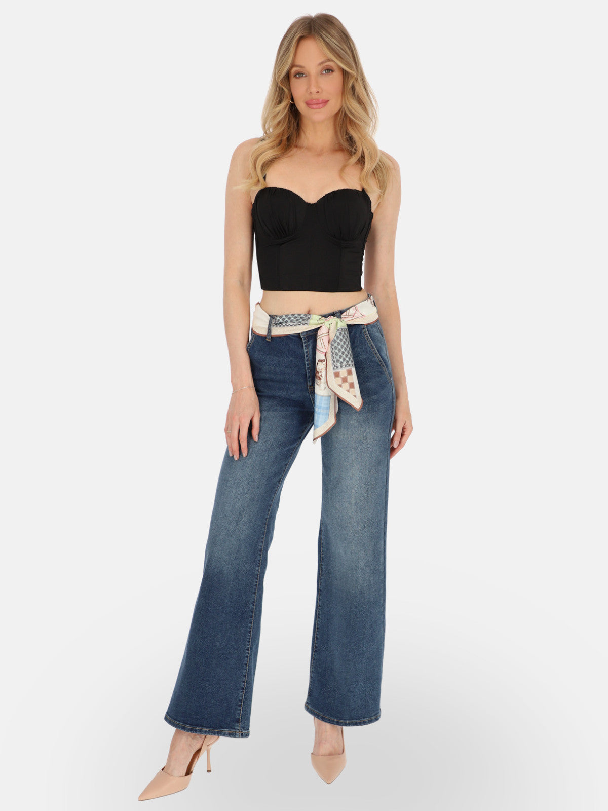 Minimalistyczny czarny gorset top bustier na co dzień Faustyna