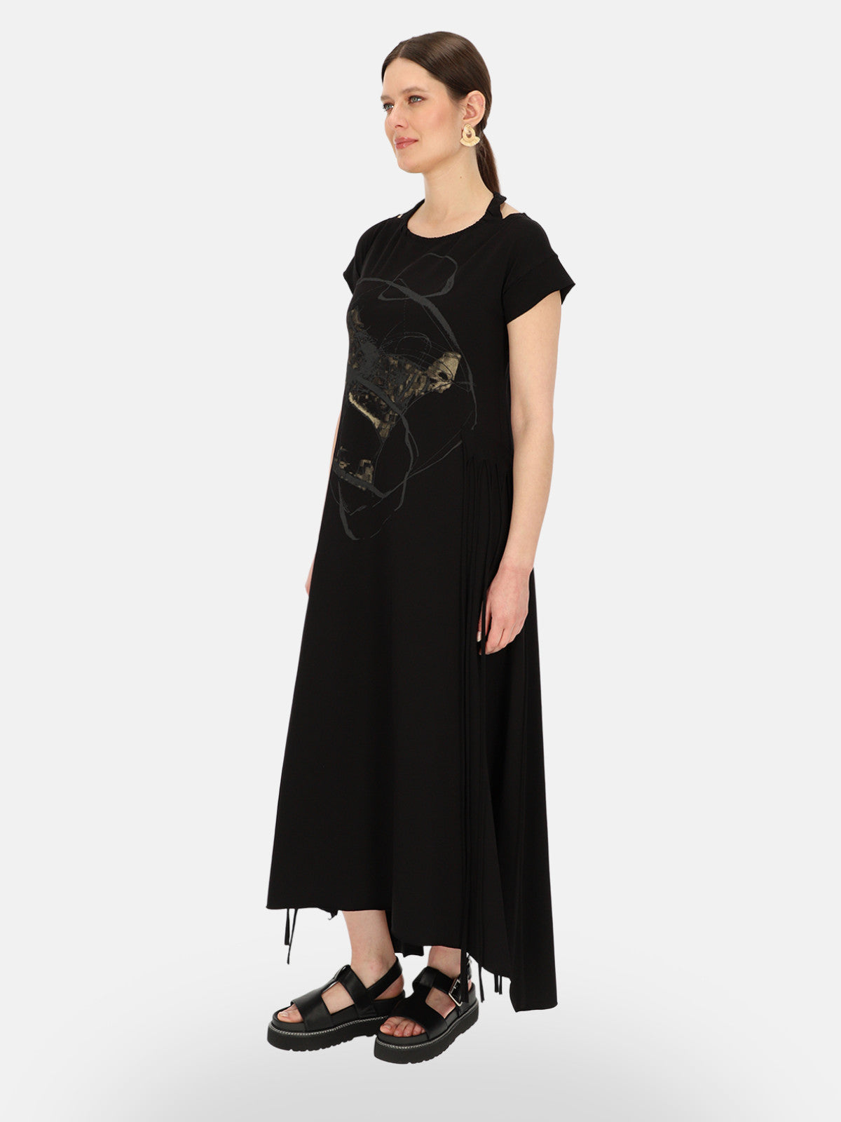 Czarna sukienka maxi z nadrukiem Eye For Fashion