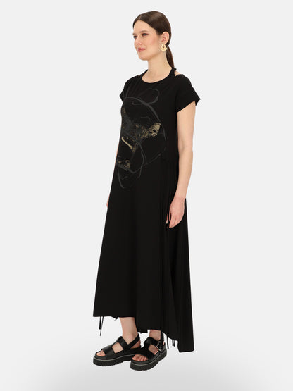 Czarna sukienka maxi z nadrukiem Eye For Fashion