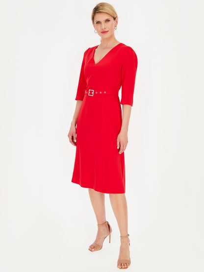 Elegancka czerwona sukienka z paskiem Potis & Verso Taylor